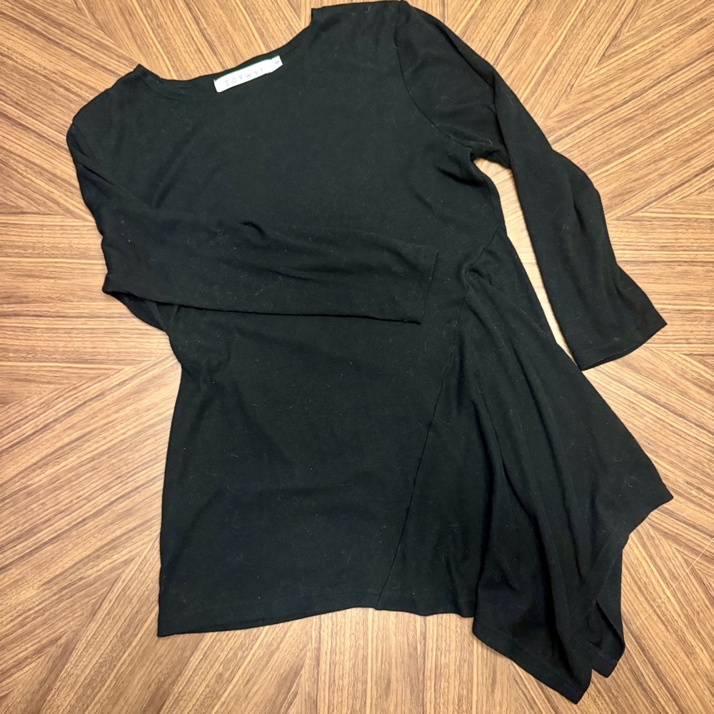 Black, asymmetrical, size S, tunic